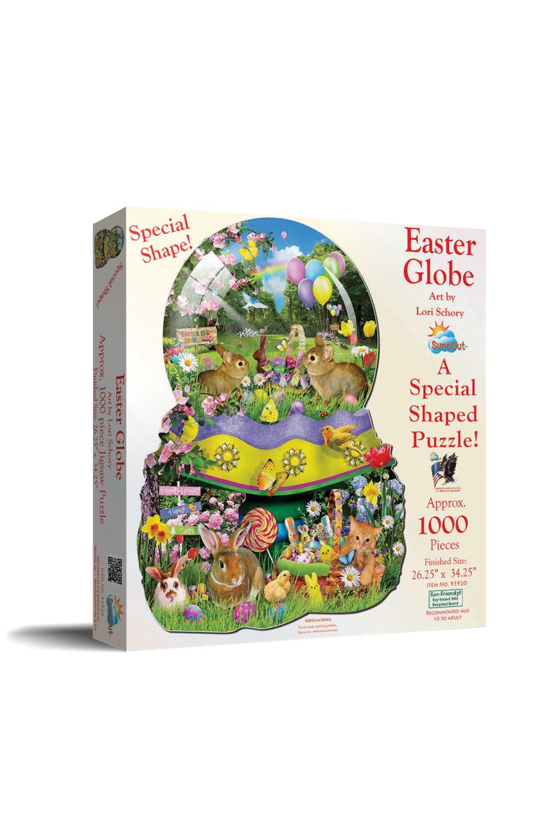 Sunsout Easter Globe 1000 piece Jigsaw Puzzle for Adults Special Shape, Main, color, Multicolor