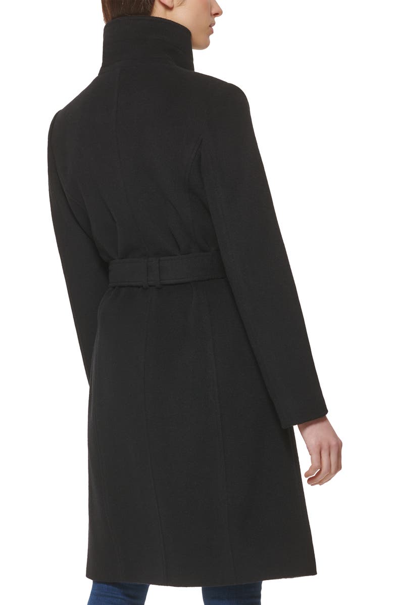 Cole Haan Slick Belted Wool Blend Faux Wrap Coat, Alternate, color,