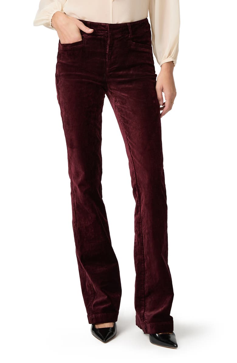 PAIGE Laurel Canyon High Waist Bootcut Velvet Pants, Main, color, Dark Oxblood