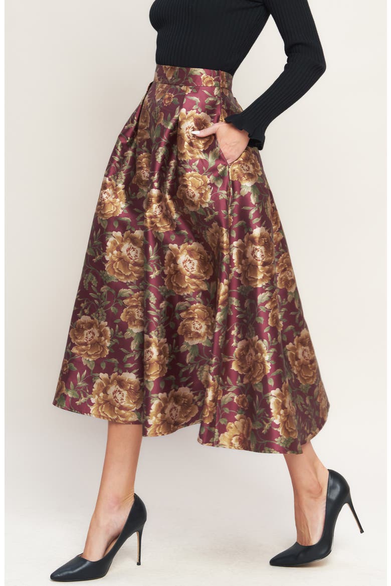 Midi skirt, Alternate, color, BURGUNDY