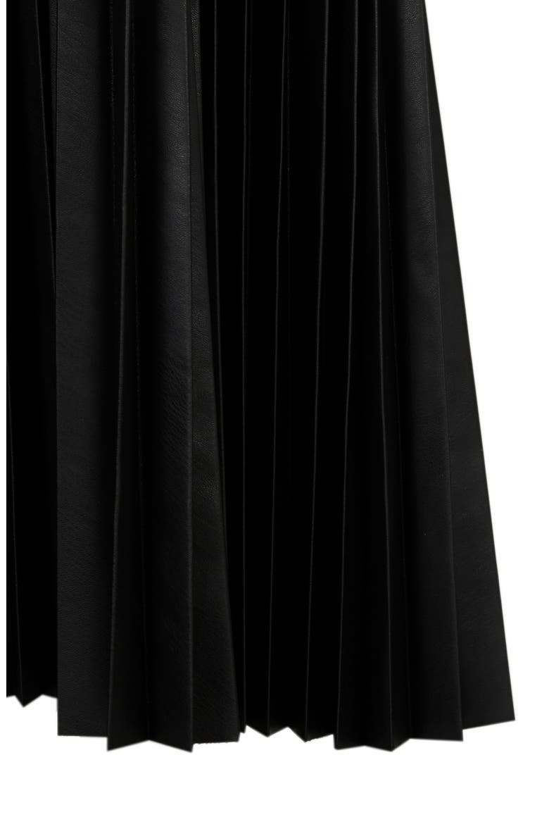 Alexis Two-Piece Faux Leather Pleated Dress & Bodysuit, Alternate, color, BLACK