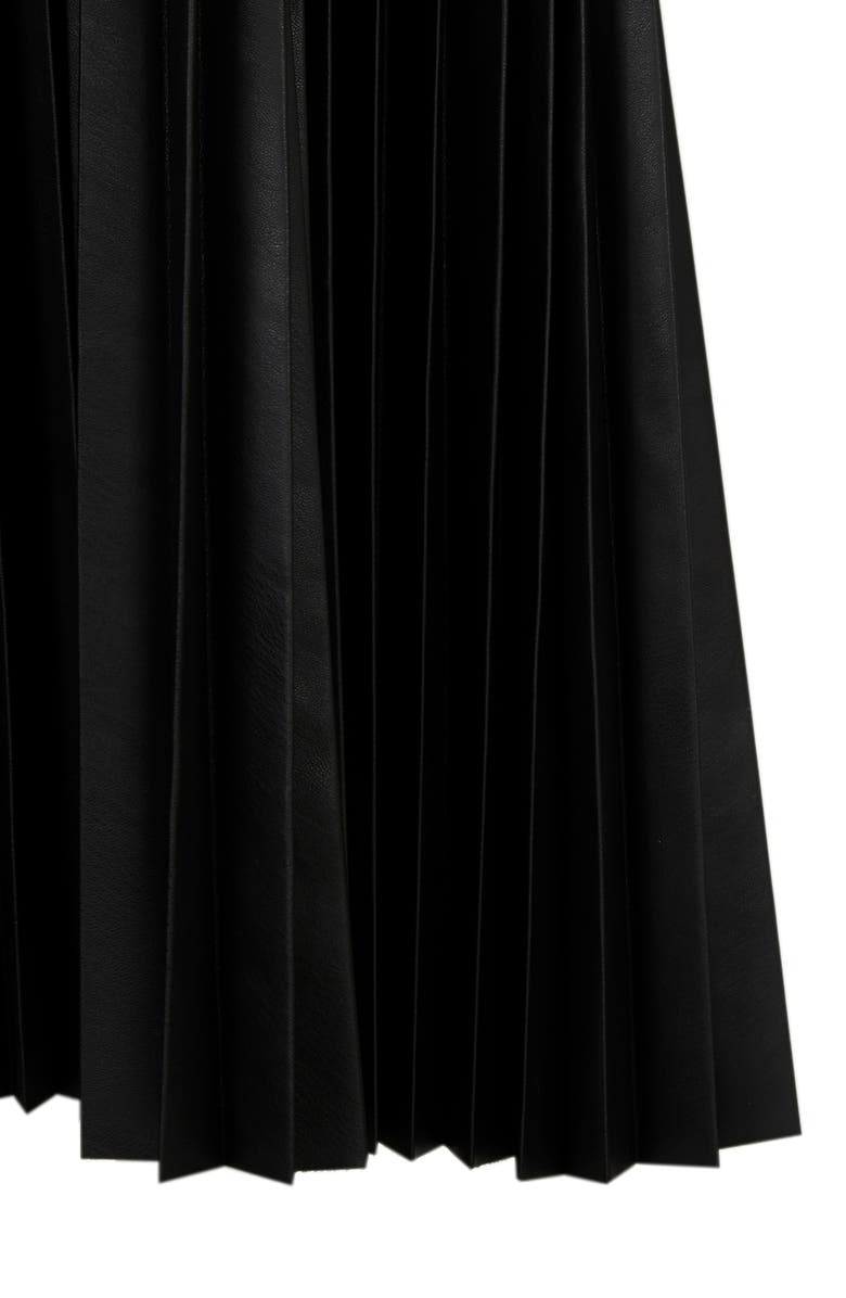 AllSaints Alexis Two-Piece Faux Leather Pleated Dress & Bodysuit, Alternate, color,