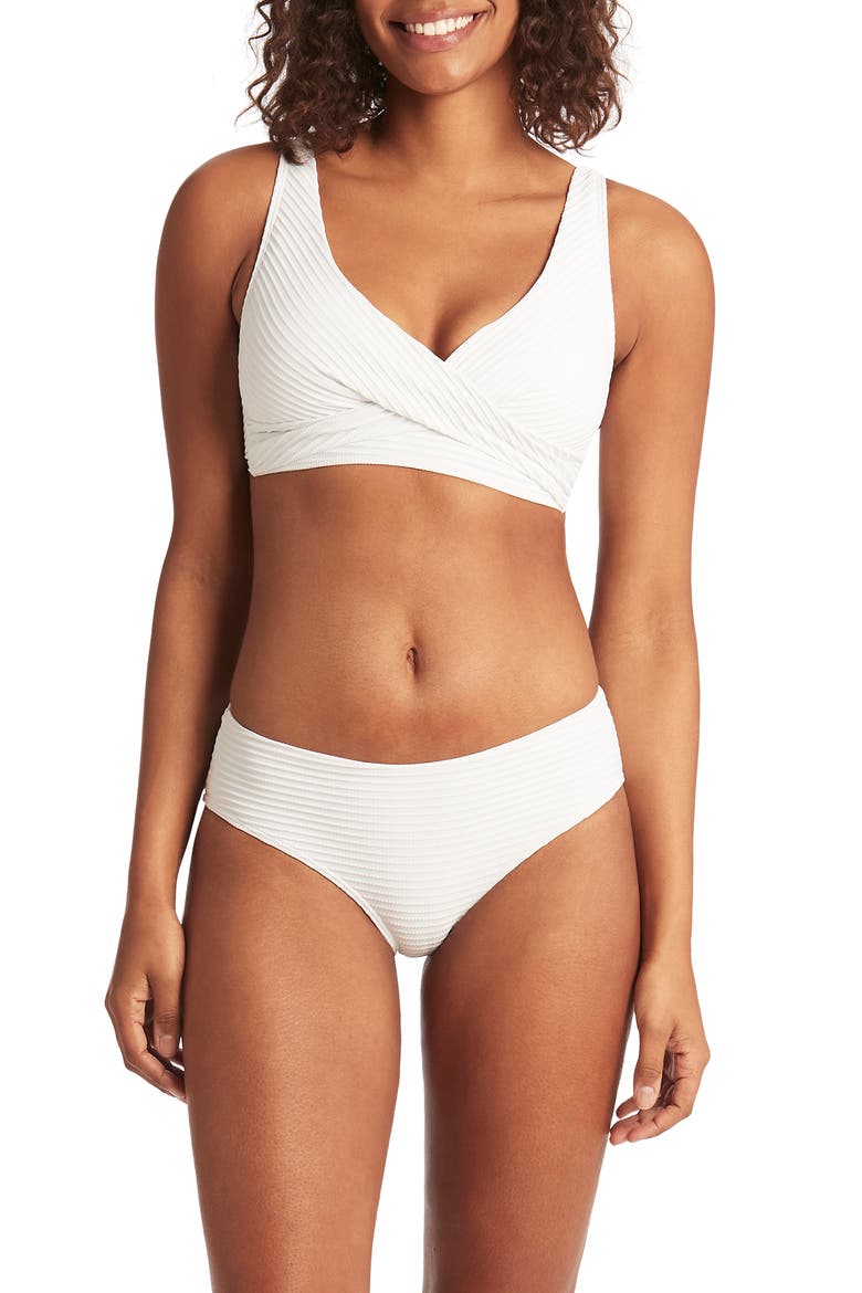 Textured Bikini Bottoms, Alternate, color, WHITE
