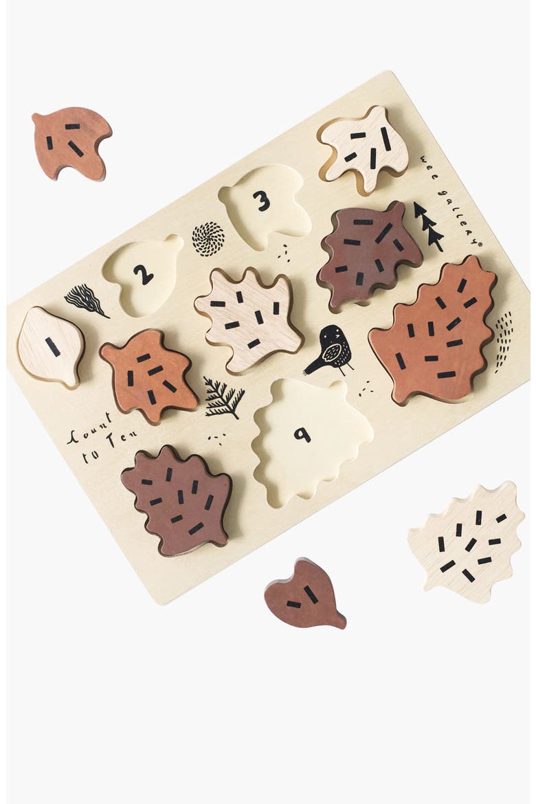 Woodland Memory Game and Counting Leaves Wooden Tray Puzzle  Bundle, Alternate, color, Woodland