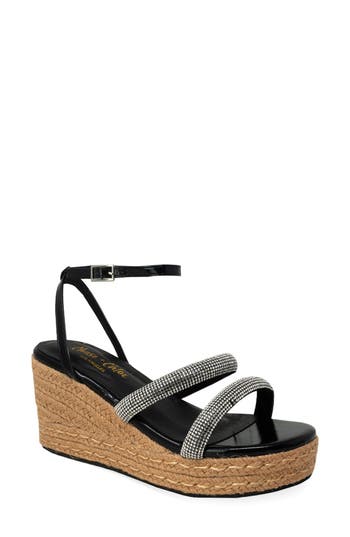 Chase & Chloe Chase And Chloe Rhinestone Strap Espadrille Wedge Sandal