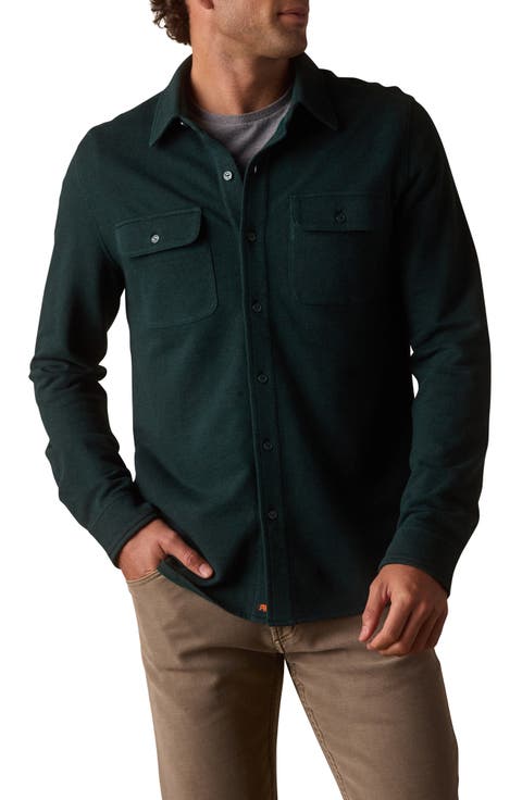 Textured Knit Long Sleeve Button-Up Shirt