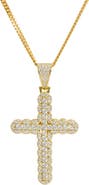 SAVVY CIE JEWELS Pavé Cubic Zirconia Cross Pendant Necklace