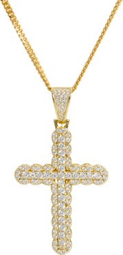 SAVVY CIE JEWELS Pavé Cubic Zirconia Cross Pendant Necklace