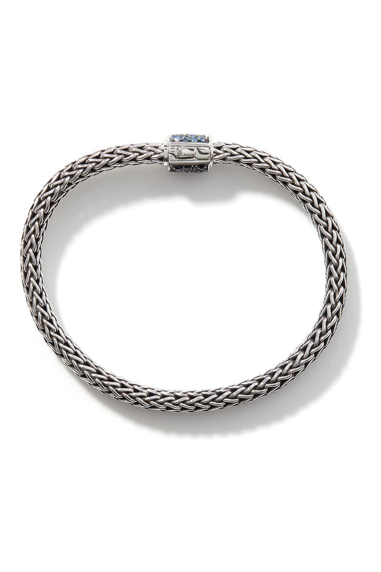 Reversible Icon Bracelet, Sterling Silver, Pavé, 6.5mm, Alternate, color, BLACK SAPPHIRE/ BLUE TOPAZ