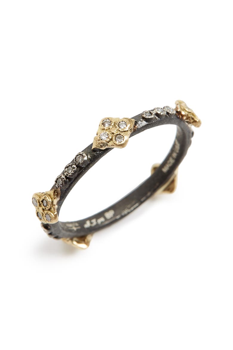 Old World Crivelli Diamond Stack Ring, Main, color, BLACKENED SILVER/ YELLOW GOLD