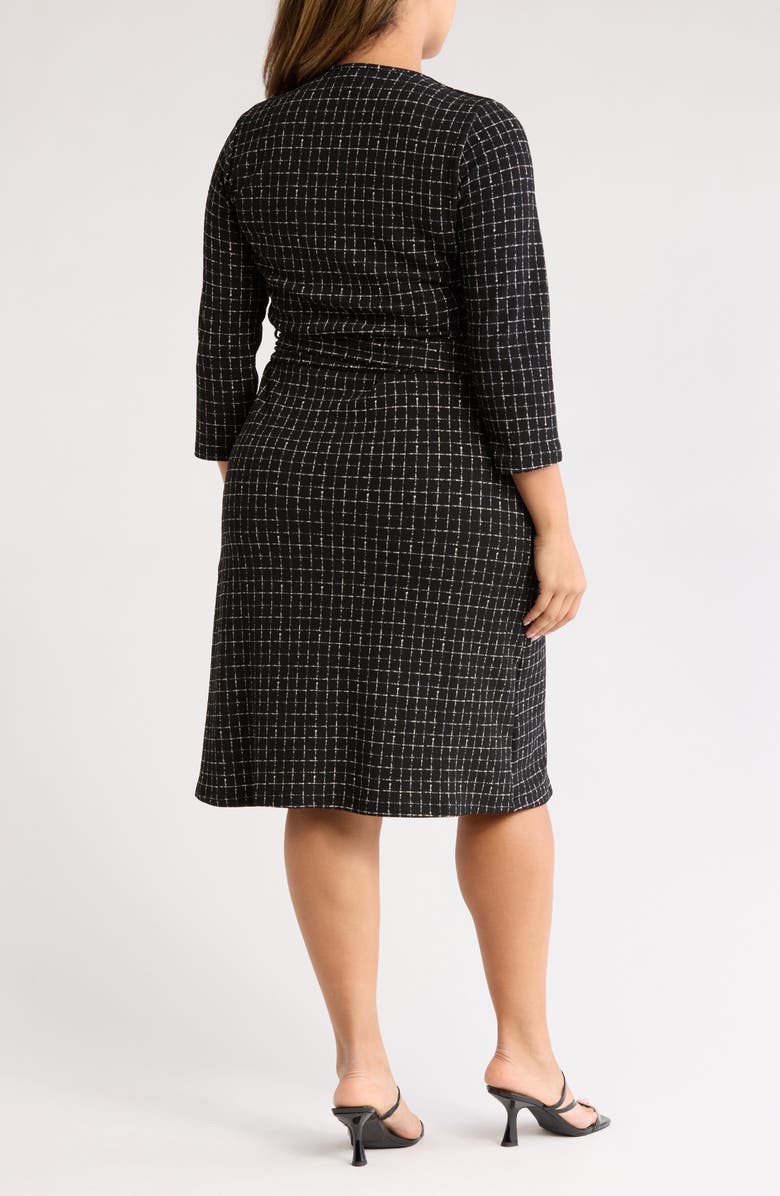 Renee C Plaid Long Sleeve Wrap Dress, Alternate, color, Black
