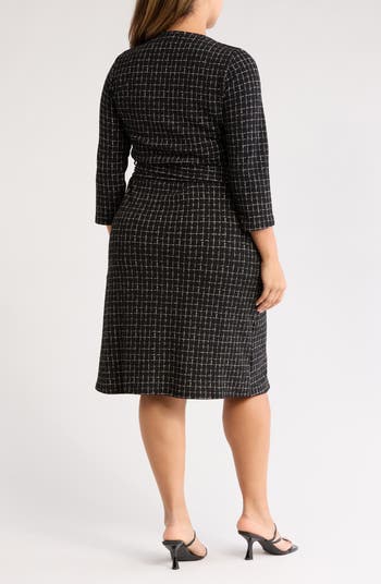 Plaid Long Sleeve Wrap Dress