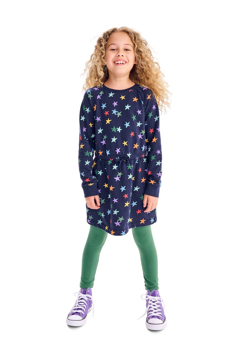 Primary Sweatshirt Dress In Rainbow Confetti Stars, Alternate, color,