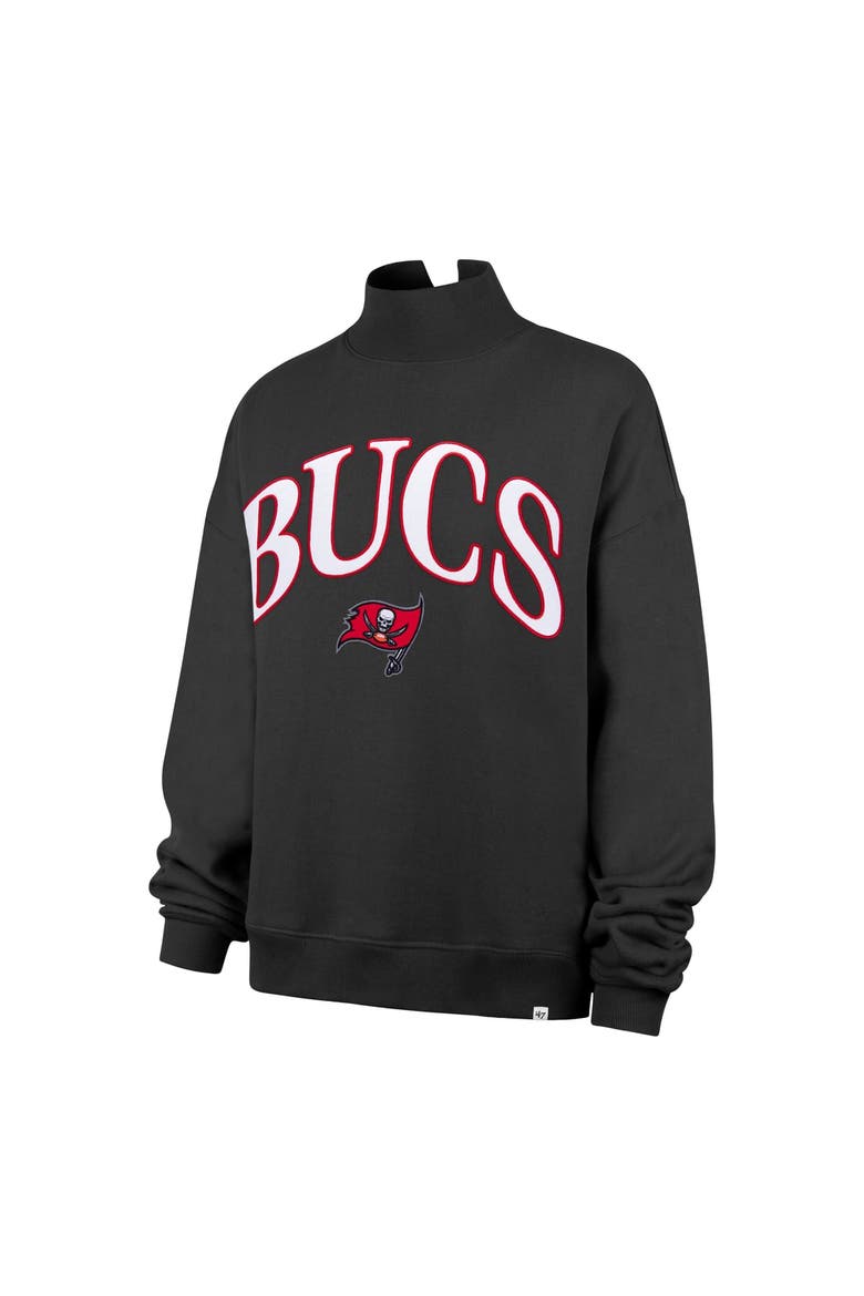 Women's '47 Charcoal Tampa Bay Buccaneers Oversized Vantage Mock Neck Sweatshirt, Alternate, color, Charcoal