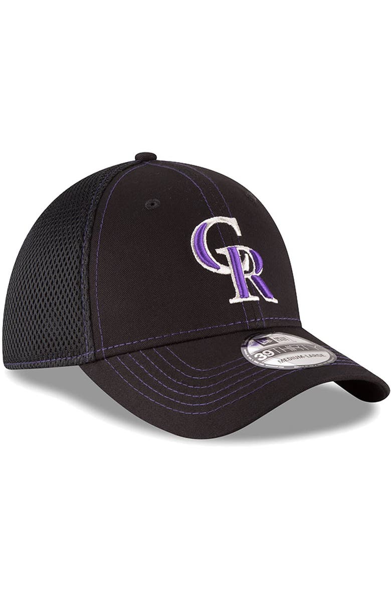 New Era Men's New Era Black Colorado Rockies Logo Neo 39THIRTY Flex Hat, Alternate, color,