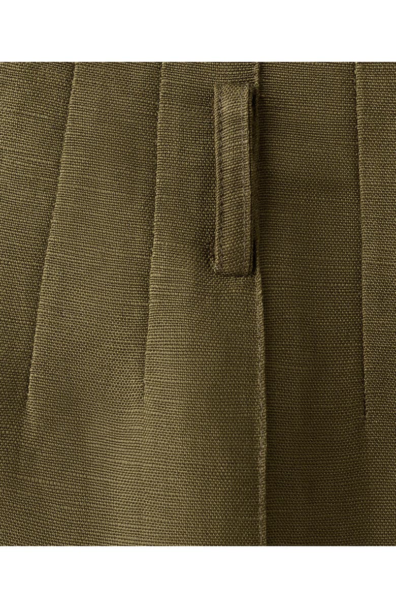 MANGO High Waist Linen Blend Shorts, Alternate, color, Khaki Green