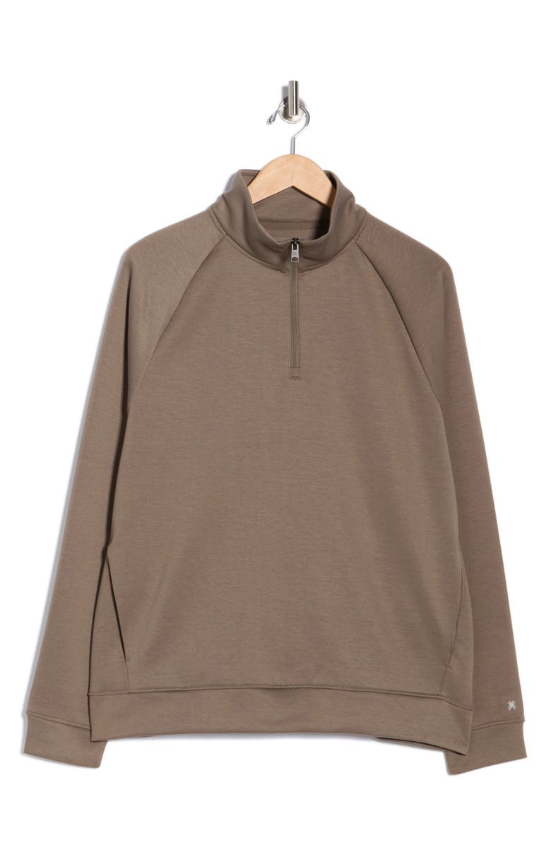 Kenneth Cole Active Raglan Sleeve Quarter Zip Sweatshirt, Alternate, color, Nomad