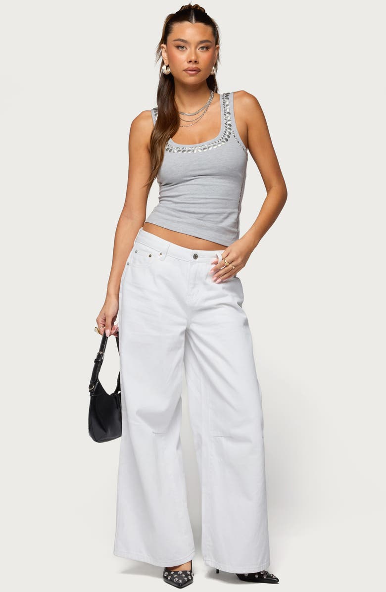 EDIKTED Studded Tank, Alternate, color, Gray-Melange