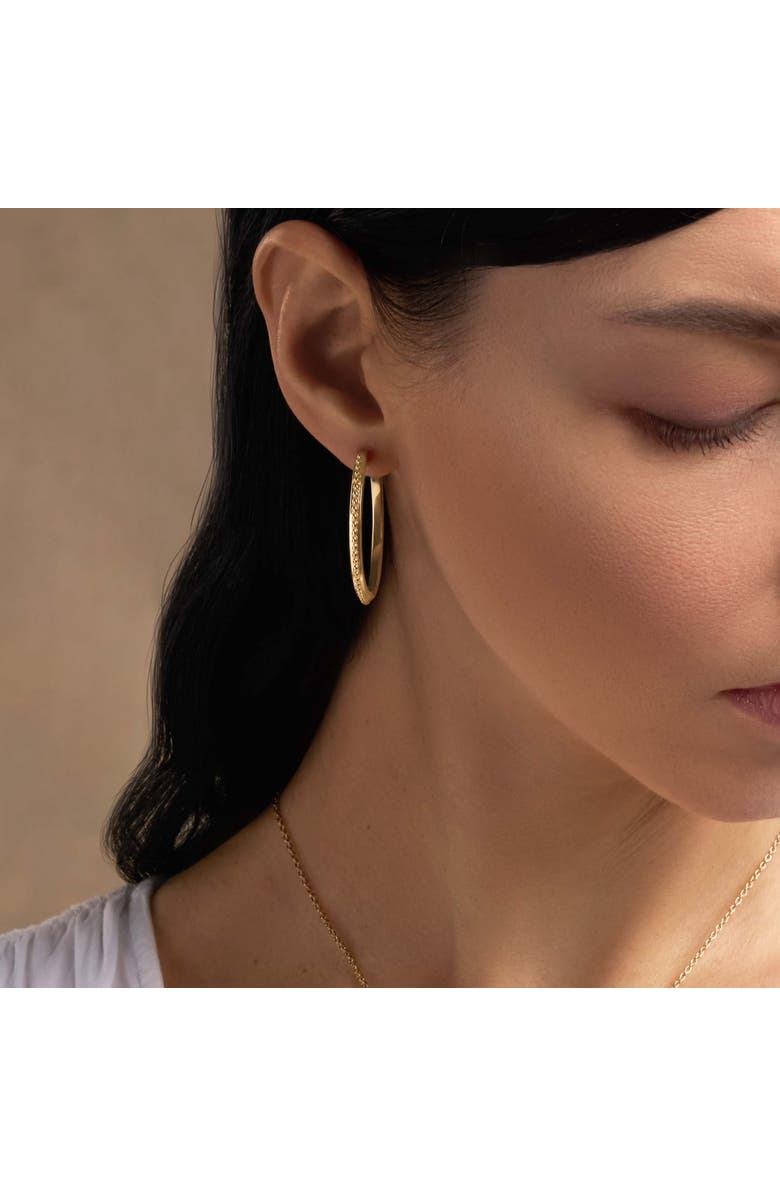 Karma and Luck Graceful Strength Turquoise Gold Hoop Earrings, Alternate, color, Gold/Turquoise