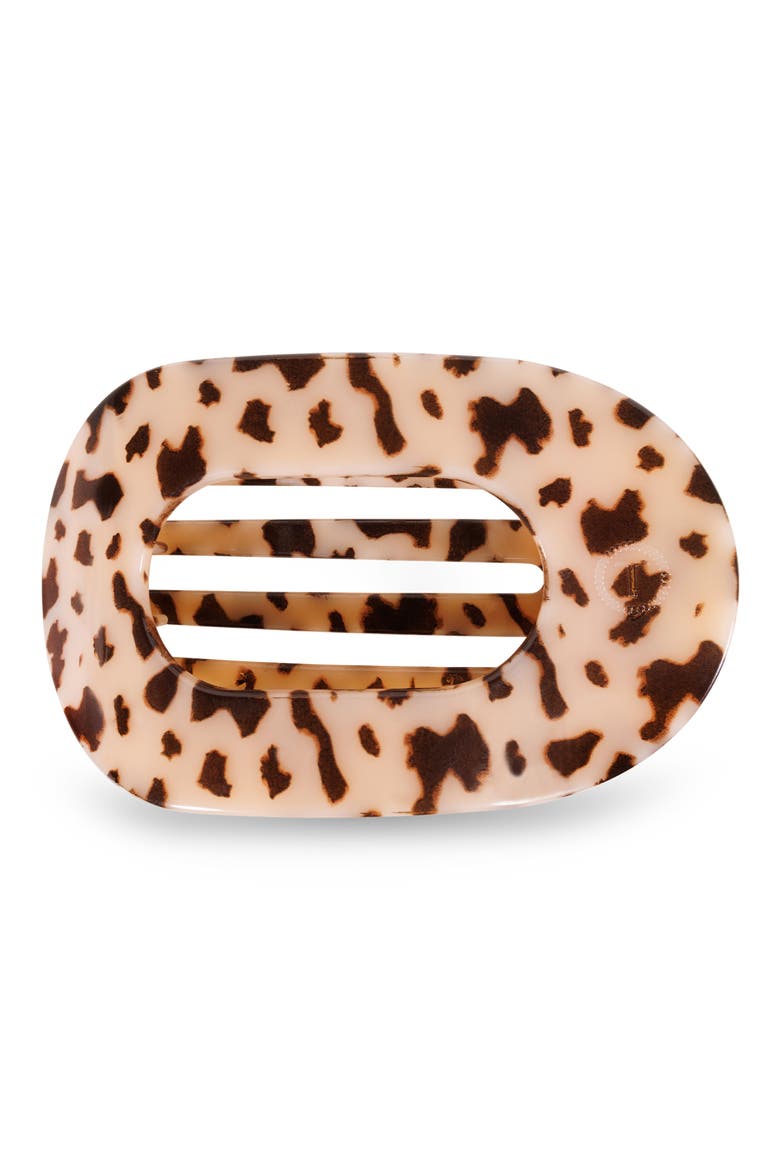 Large Flat Round Hair Clip, Main, color, BLONDE TORTOISE