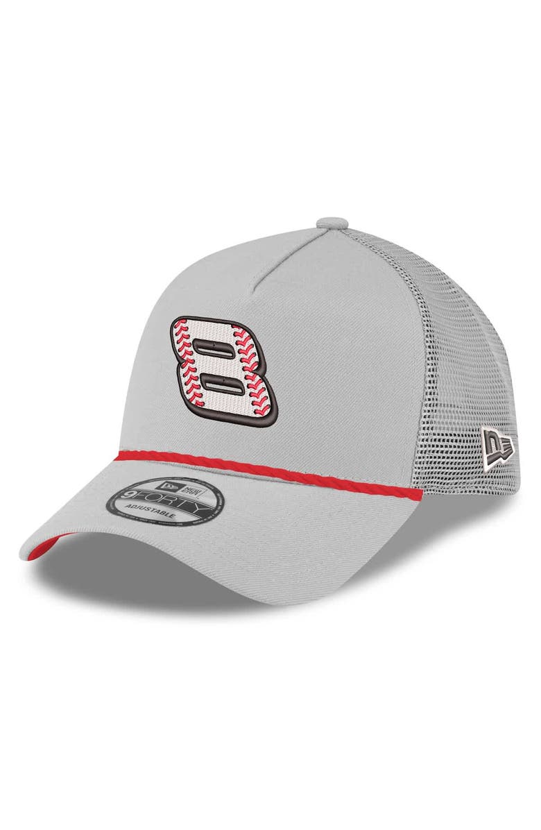 New Era Men's New Era Gray Dale Earnhardt Jr. Budweiser 9FORTY A-Frame Trucker Adjustable Hat, Alternate, color, Gray