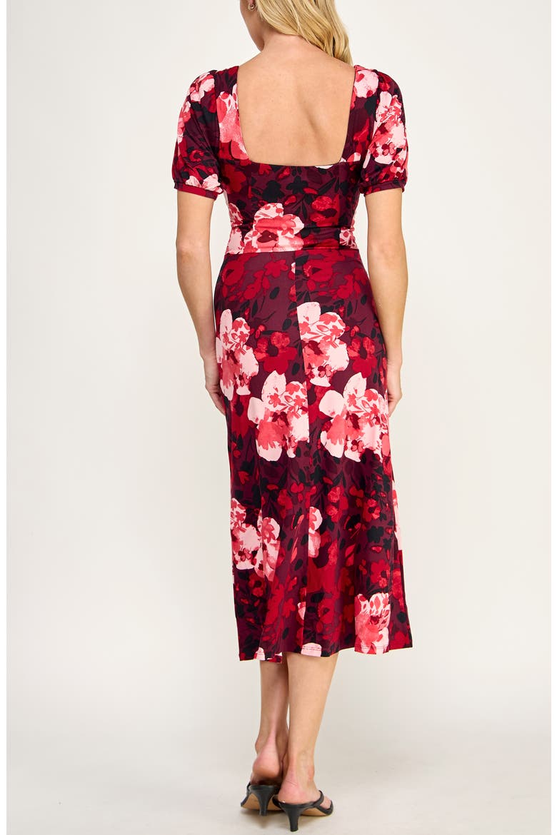 Corset Midi Dress, Alternate, color, PLUM/ RED