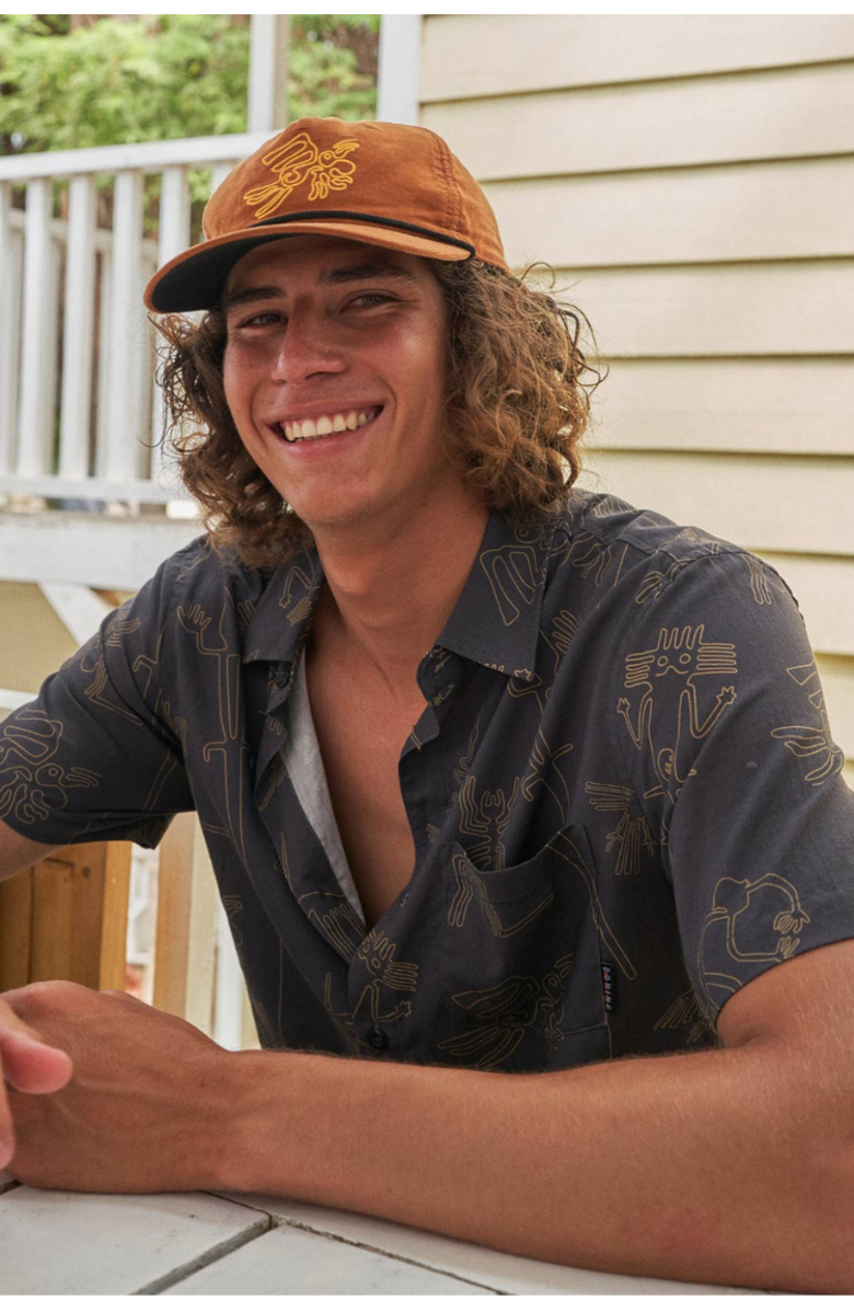 Baja Llama Nazca Lines Dark Chocolate - 7-Seas Button Up, Alternate, color, Chocolate