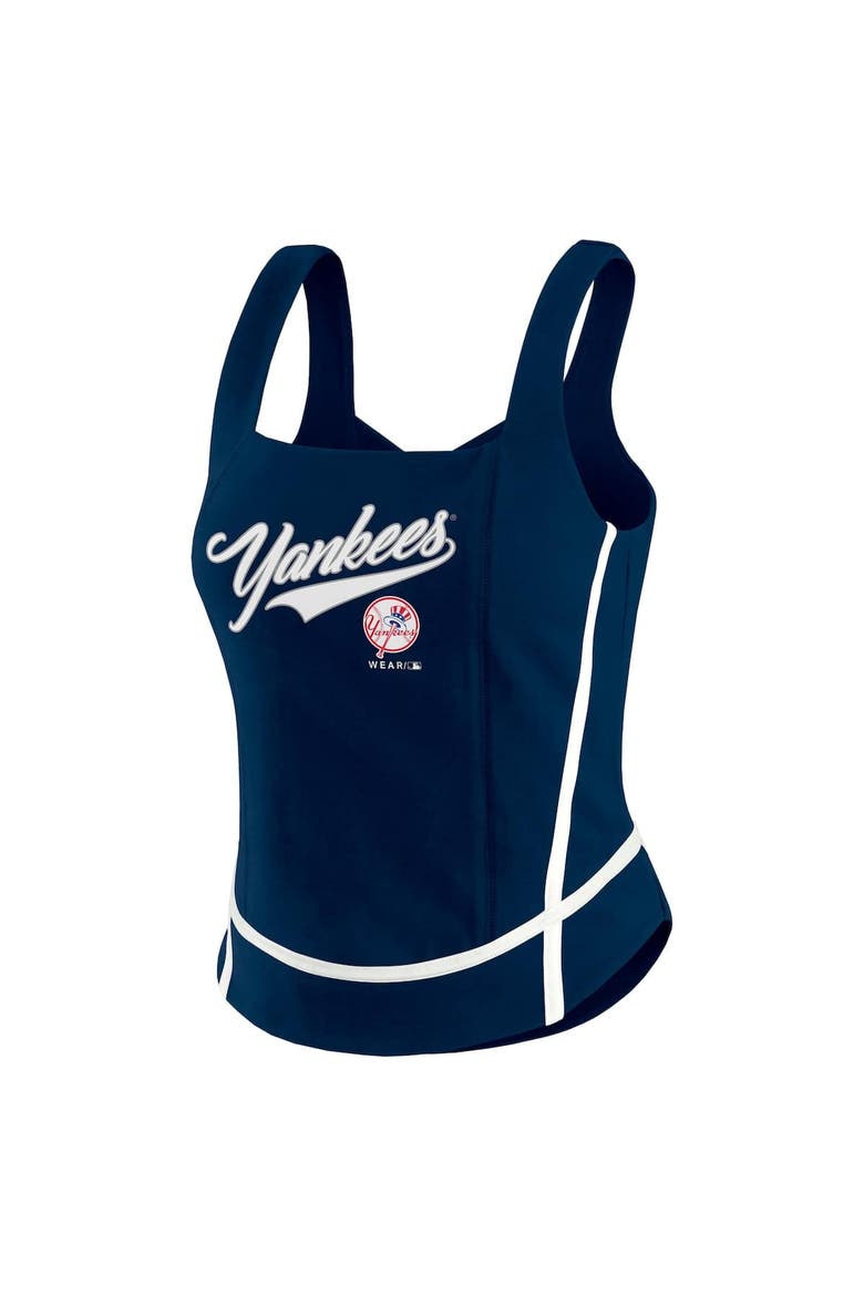 Women's WEAR by Erin Andrews  Navy New York Yankees Square Neck Tank Top, Alternate, color, Navy
