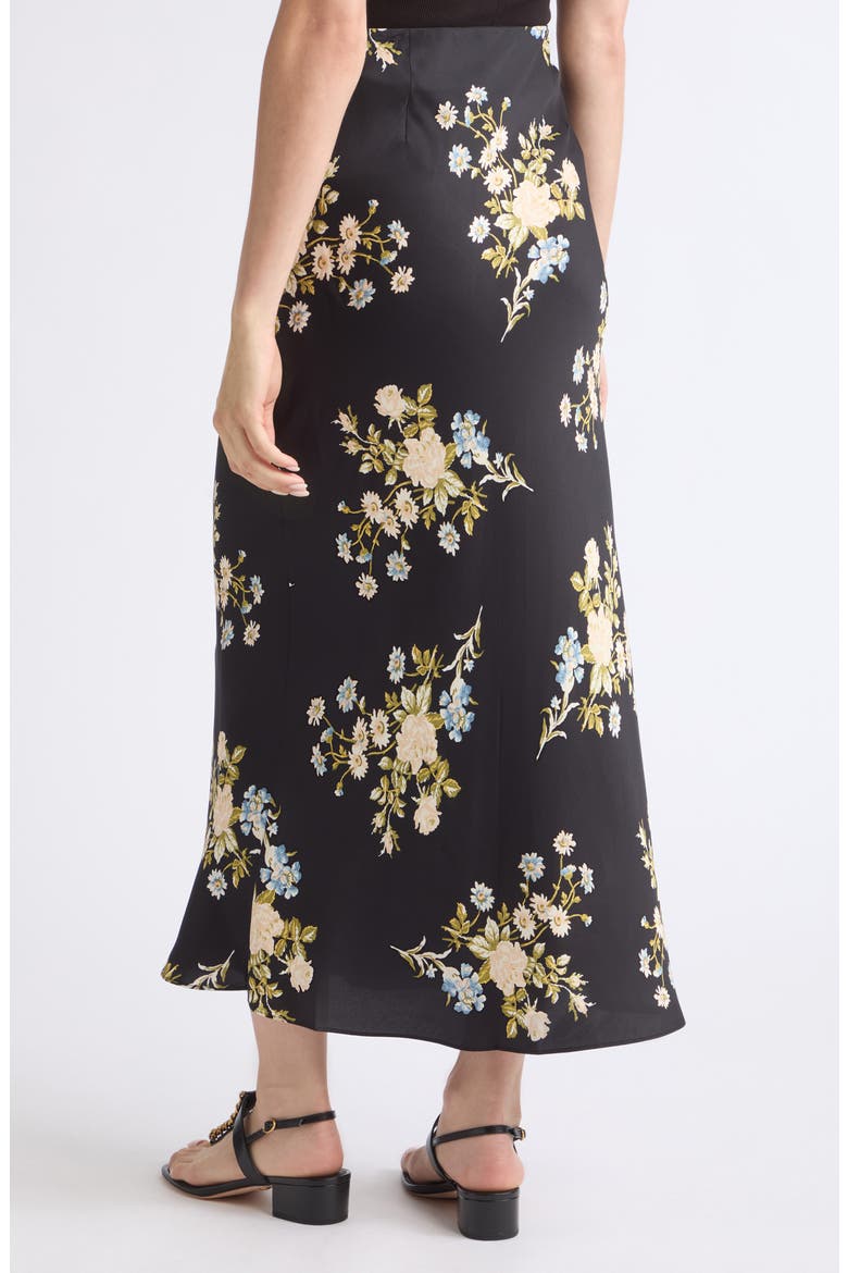 Clover Floral Silk Blend Maxi Skirt, Alternate, color, BLACK MULTI