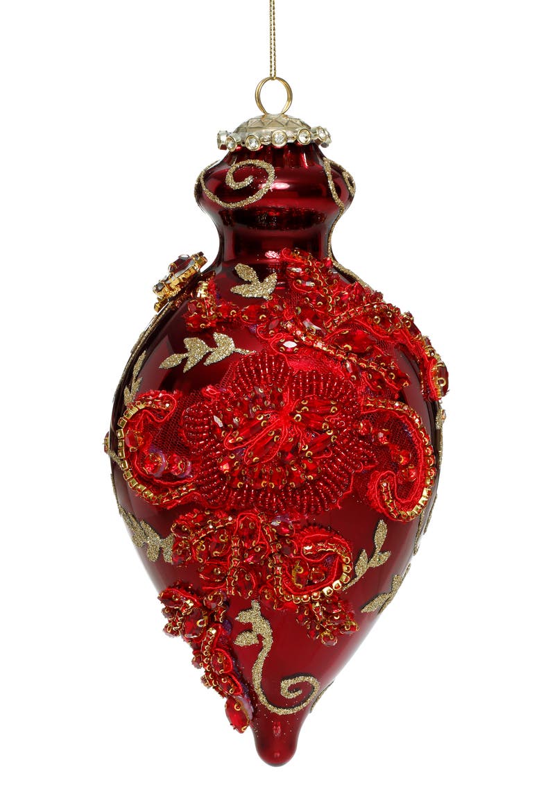 Kings Jewel Fancy Finial Ornament, Red, Main, color, Red