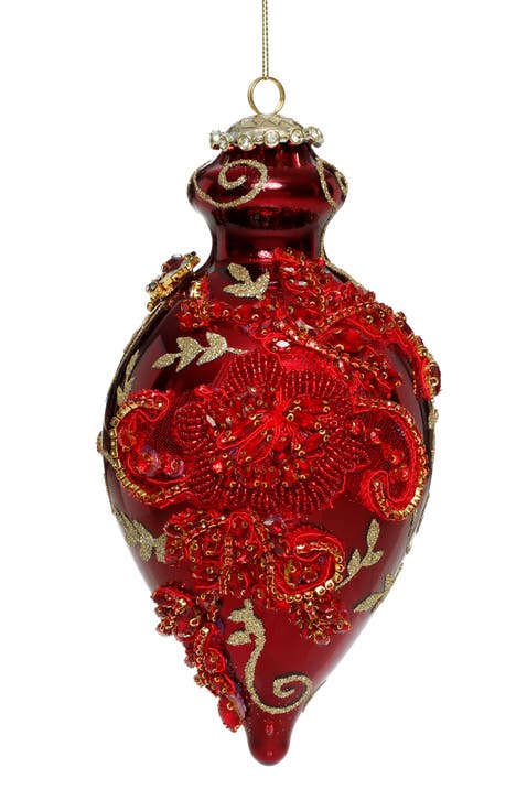 Kings Jewel Fancy Finial Ornament, Red