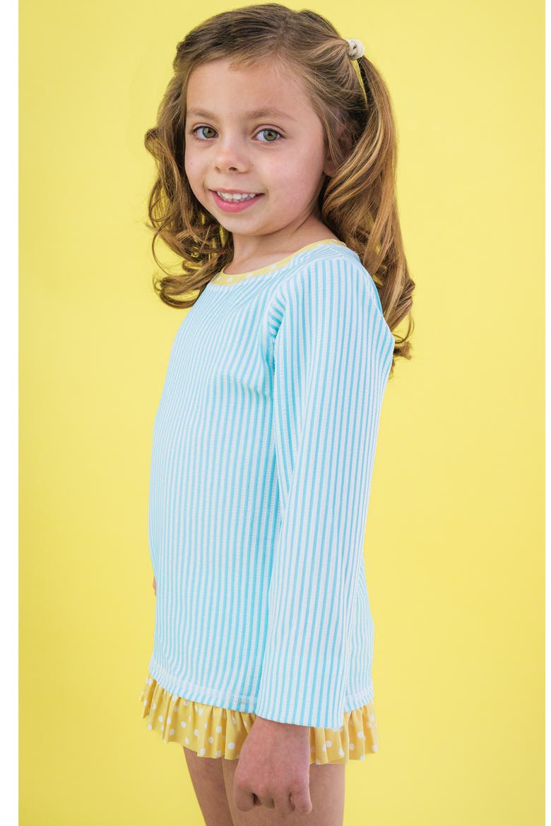 Kids' Blue Breeze Seersucker Long Sleeve Two-Piece Rashguard Swimsuit, Alternate, color, BLUE