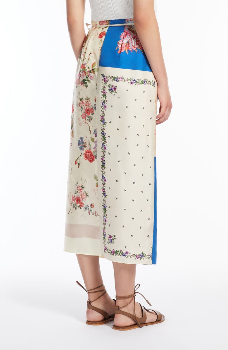 Weekend Max Mara Peggi Mix Print Silk Wrap Skirt, Alternate, color, Ivory