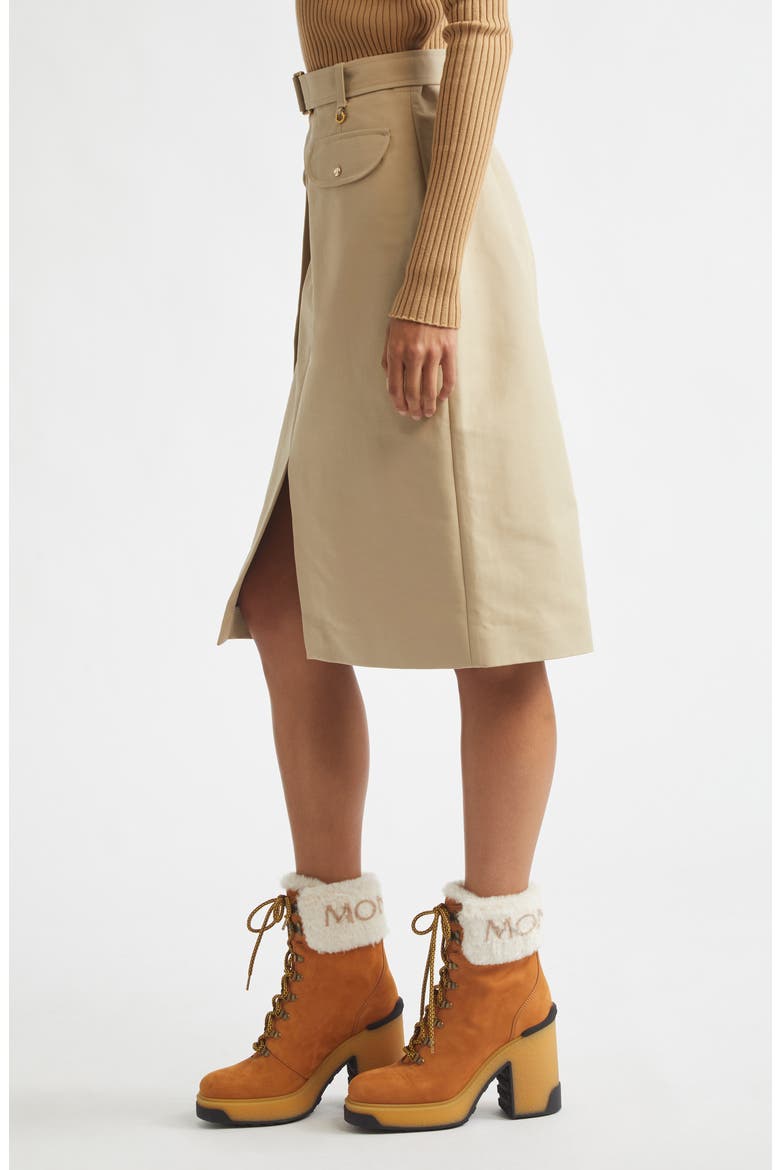 Belted Cotton Skirt, Alternate, color, BEIGE