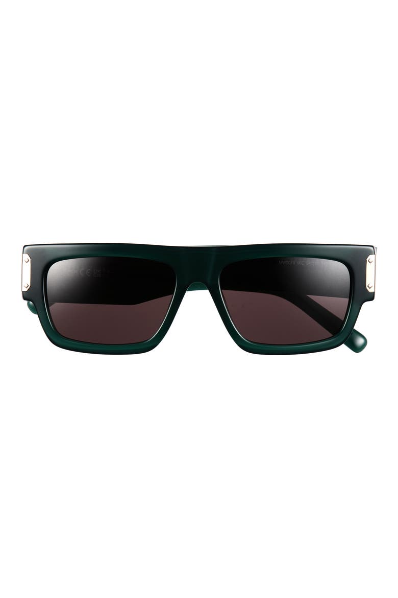 54mm Rectangular Sunglasses, Main, color, SHINY DARK GREEN / BROWN