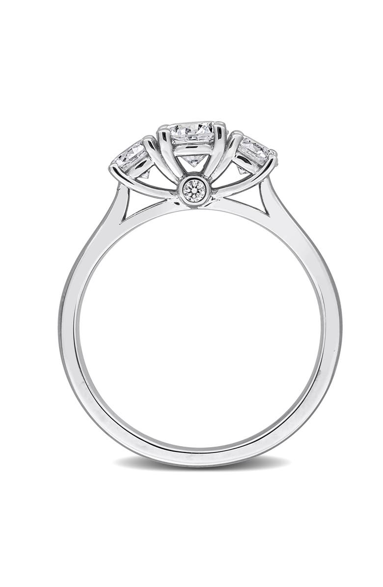 Created Forever Sterling Silver Lab Grown Diamond 3-Stone Engagement Ring, Alternate, color, White
