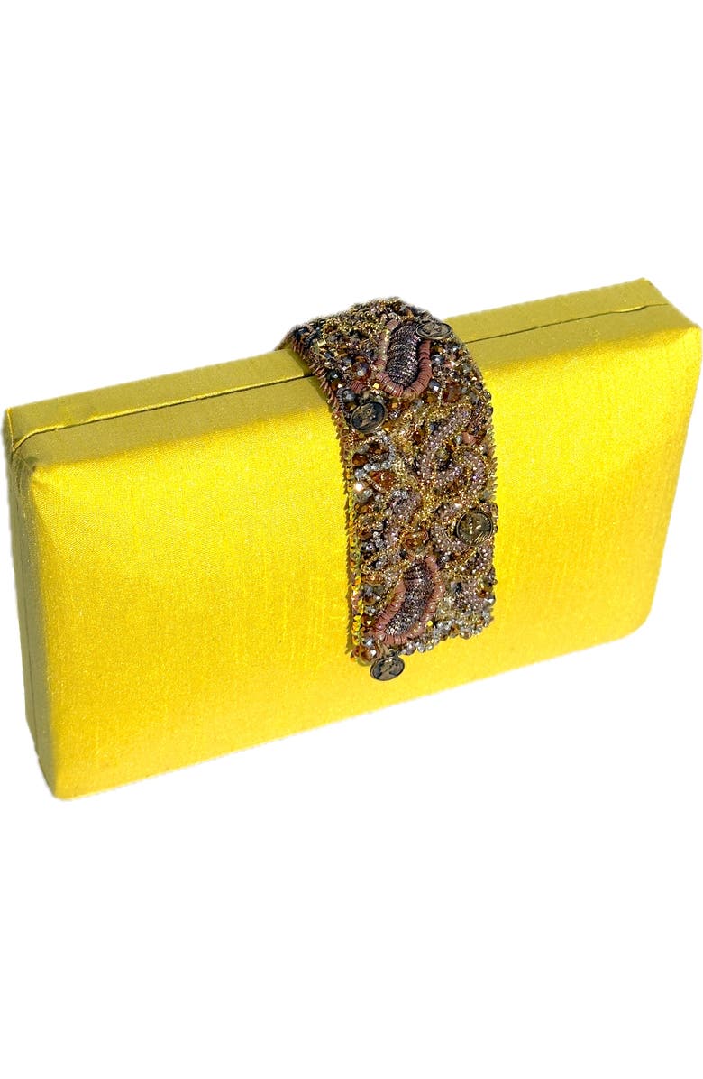 Simitri Sunflower Beaded Fringe Clutch, Alternate, color, Sunflower