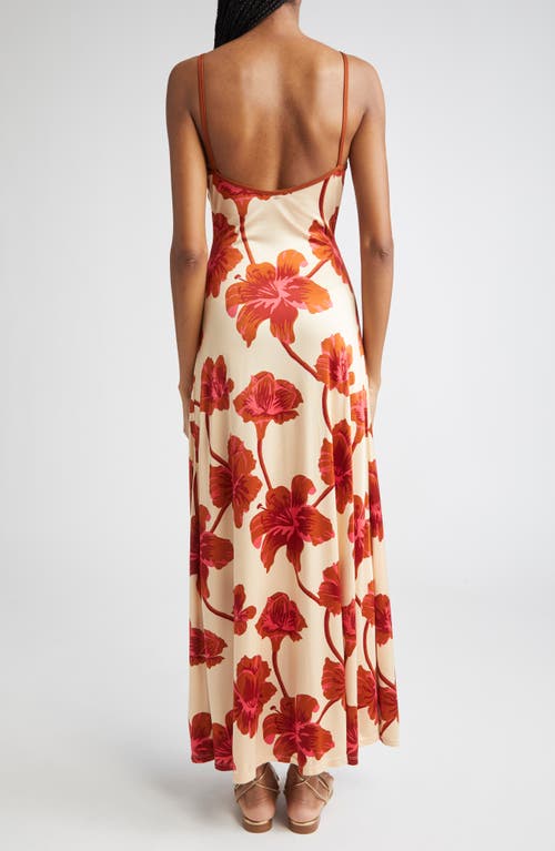 Johanna Ortiz Sendero De Astromelias Floral-print Satin Maxi Dress In Multi