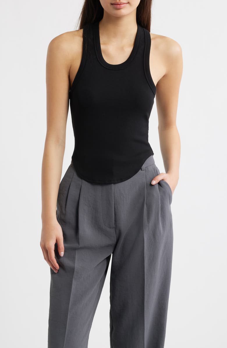 ARTLESS FOREVER Elin Stretch Cotton Jersey Tank, Main, color, Black