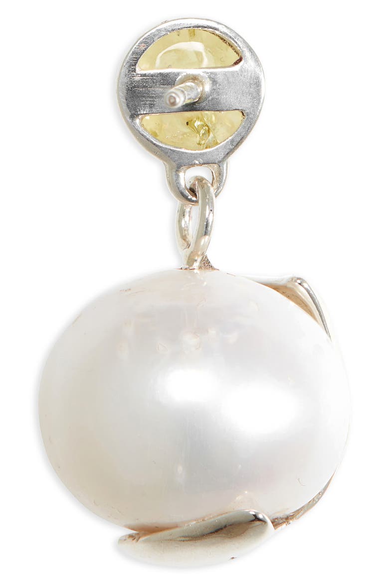 Pomme Pearl Drop Earrings, Alternate, color, STERLING SILVER/LEMON QUARTZ