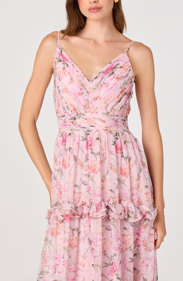 ASTR the Label Ayanna Floral Ruffle Trim Maxi Dress, Alternate, color, Pink Floral