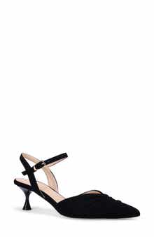 Ron White Quinelle Ankle Strap Pointed Toe Kitten Heel Pump