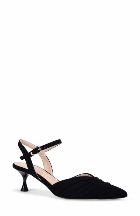 Ron White Quinelle Ankle Strap Pointed Toe Kitten Heel Pump