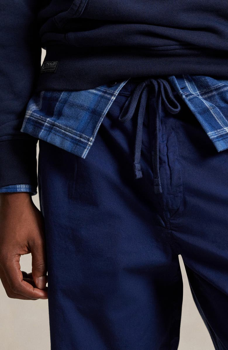 Polo Ralph Lauren Prepster Pleated Cotton Twill Easy Drawstring Pants, Alternate, color, Spring Navy
