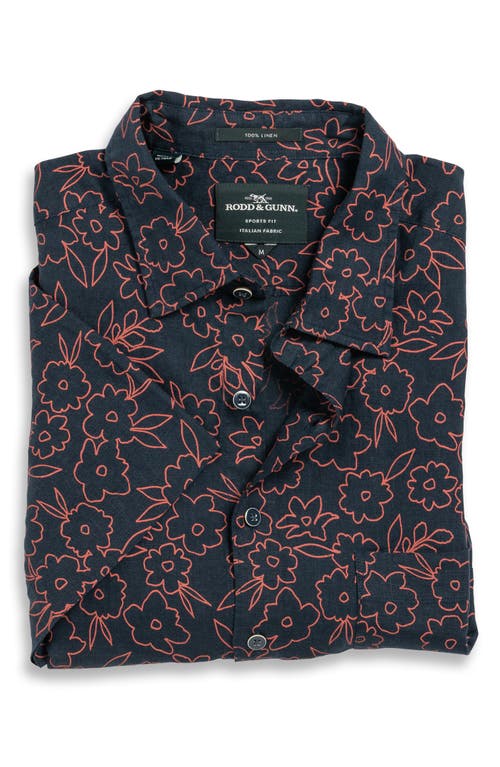 Rodd & Gunn Barrytown Sports Fit Floral Short Sleeve Linen Button-up Shirt In Peach
