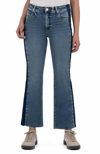 KUT from the Kloth Kelsey Raw Hem Mid Rise Ankle Flare Jeans