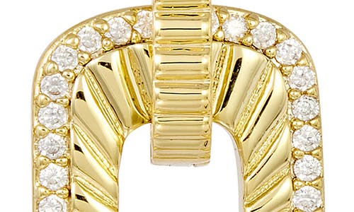 Savvy Cie Jewels 18k Gold Plated Cubic Zirconia Ribbed Link Drop Earrings In Gold