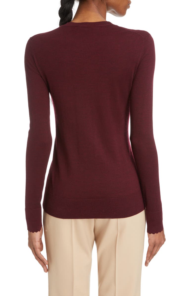 Chloé Scalloped Cuff Crewneck Merino Wool Sweater, Alternate, color, 
