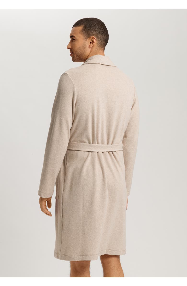 Hanro Cozy Living Organic Cotton Soft Jersey Robe, Alternate, color, Camel Melange