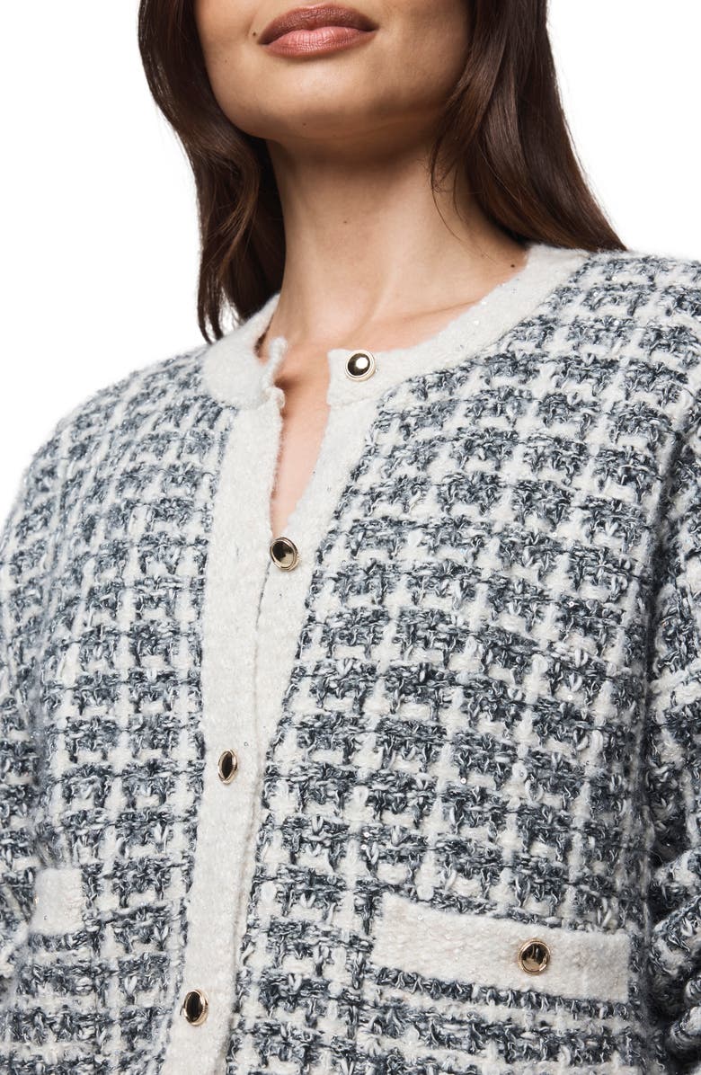 Splendid Lisette Texture Cardigan, Alternate, color, Black Plaid